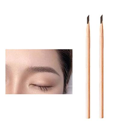 Waterproof Wooden Eyebrow Pencil Waterproof Non-smudging Eyebrow Pencil Long Lasting Brow Pencil (Brown+Brown)