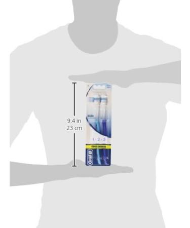 Oral-B Manual Toothbrush 2 Pack - Ergonomic Handle Soft Bristles for Effective Cleaning Reaches Difficult Areas - Blue & Light Blue - Buy Online on GoSupps.com