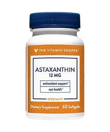 Astaxanthin (Solasta) Branded Ingredient 12mg Antioxidant from MicroAlgae That Supports Brain Heart Health and Skin for Healthy Aging (60 Softgels) by The Vitamin Shoppe 12 MG