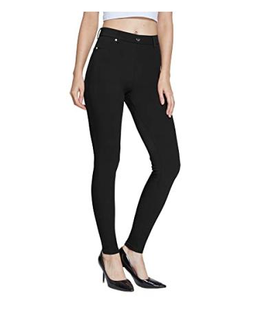 Thapower Women's Dress Pants Pull-on Super Stretch Business Casual Jeggings Capris Work Leggings with Pockets A - Black Medium