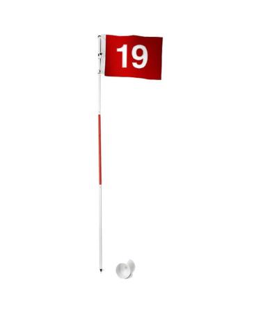 Tour Gear Portable Golf Flag with Cup, 6-Foot Height Flagstick, Create Your Own 19th Hole Backyard Golf Practice Hole, White/Red