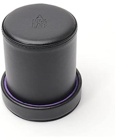 Luck Lab Leather Dice Cup with Lid and 6 Matching White/Purple Dice - Purple Velvet Interior - Ideal for Board Games - Black - Buy Online on GoSupps.com