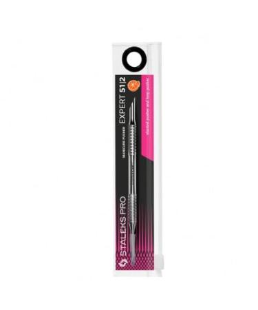 Staleks Pro Manicure Pusher Professional Cuticle Pusher Slanted and Loop end Metal Orange Stick Expert 51/2