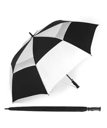 ShedRain Windjammer Vented Auto Open 62-inch Arc with Fiberglass Shaft and Rubber Coated Handle with Sleeve Golf Umbrella Black/White