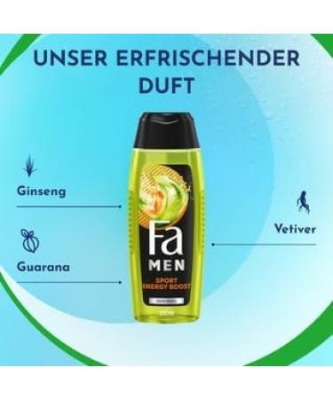 handle Fa MEN Sport Double Power Power Boost Body & Hair 3 x 250 ml 3in1 formula for body hair and face activate your body mind and senses with the refreshing scent of Guarana & ginseng - Buy Online on GoSupps.com