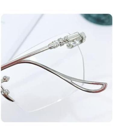 Newada Stylish Borderless Reading Glasses - Frameless Blue Light Blocking Computer Glasses | Glare-Free Flat Light Mirror in Golden (+0.00) - Buy Online on GoSupps.com