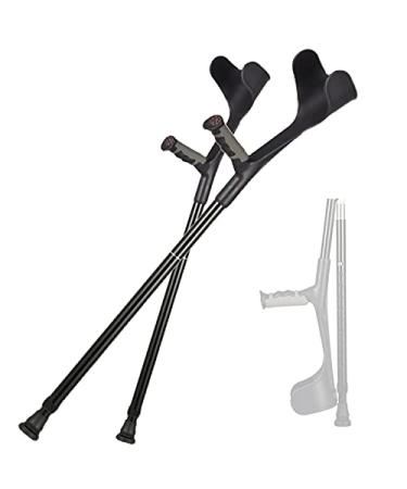 Folding Crutch for Adults (Pair) Black/Silver Lightweight Folding Crutches for Men/Women Ergonomic Adjustable Walking Aids Prosperous