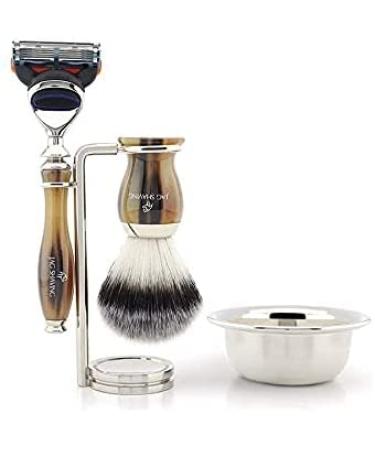 Shaving set classic hair removal tools for men: Shaving brush made of synthetic hair Shaving brush holder Bowl