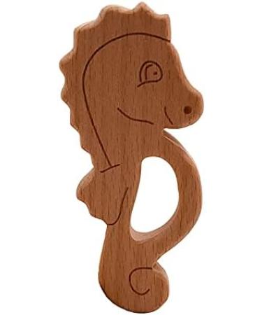 Wendysun 5pcs Cartoon Wood Teether - Natural Animal Hippocampus Shape Baby Teething Toy - Buy Online on GoSupps.com