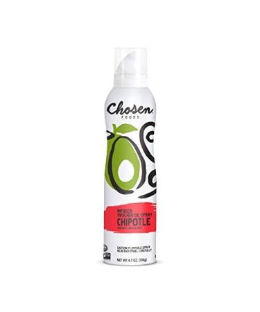 Chosen Foods Chipotle Infused Avocado Oil Spray 4.7 oz., Non-GMO, High Smoke Point, Propellant-Free, Air Pressure Only for High-Heat Cooking, Baking and Frying