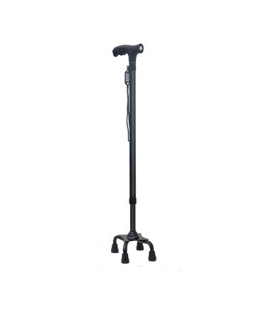 Dual Purpose Crutches for The Elderly Non-Slip Walking Stick Cane Four-Legged Cane Lighted Telescopic Lightweight Cane Four-cornered Cane (Color : Schwarz) Smooth Sailing