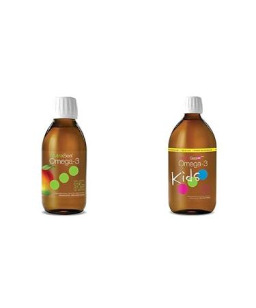 Nature's Way NutraSea Omega-3 Liquid Supplement for Healthy Heart and Brain Function in Kids and Adults Mango Flavour and Kids Omega 3 Liquid Supplement Bubblegum Flavor