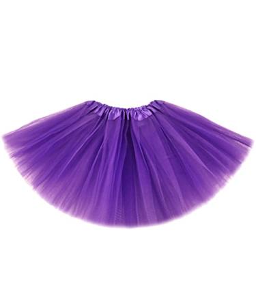 TWINKLEDE Women's Tutu Costume Classic Tutu Skirt 4 Layered Tulle Party Dance Tutus for Women and Girls D Deep Purple