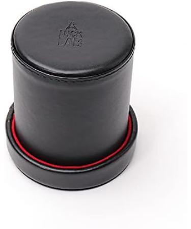 Luck Lab Black Leather Dice Cup with Lid & 6 Pearl Dice - Red Velvet Interior - Perfect for Board Games - Buy Online on GoSupps.com