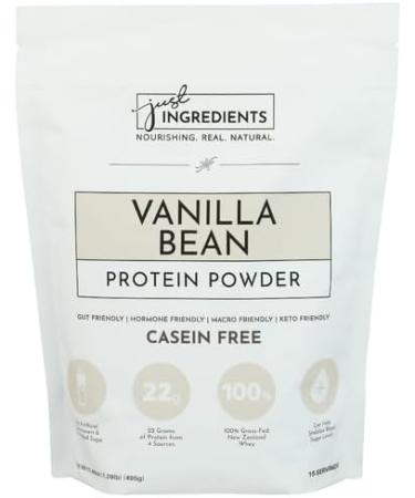 JUST Ingredient Protein Powder Vanilla Bean Casein Free 15 Servings 22g Protein 17.46 oz (Pack of 1) - Buy Online on GoSupps.com