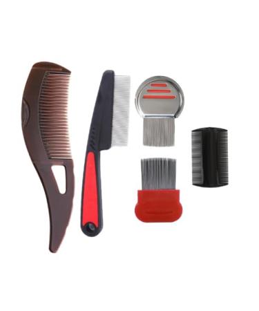 Lot de 5 peignes poux peignes dents en acier inoxydable peigne cheveux double face en plastique pour enfants et adultes traitement de la t te anti-puces poux pellicules et poils
