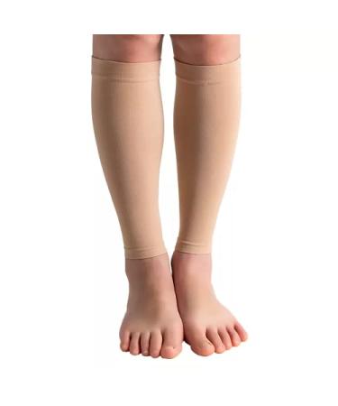 Bounfend Calf Compression Sleeves Socks for Men & Women (20-30mmHg) Leg Plus Size, Medical Grade for Varicose Veins, Swelling, Shin Splint , Edema, Nurses & Maternity, Running Beige Large