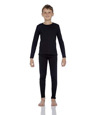 Rocky Thermal Underwear for Boys (Thermal Long Johns Set) Shirt & Pants,  Base Layer w/Leggings/Bottoms Ski/Extreme Cold Black Small