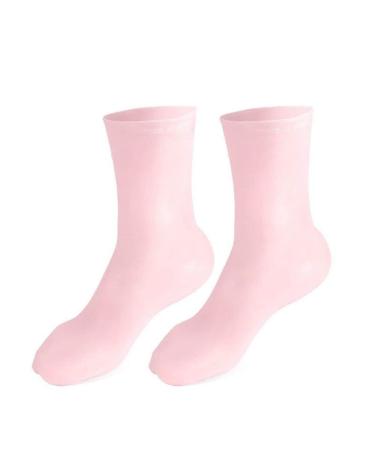 gofidin Moisturizing Socks Long Silicone Socks Moisturizing Gel Heel Socks Women Foot Spa Pedicure Socks for Repairing Cracked Heel(L Pink)