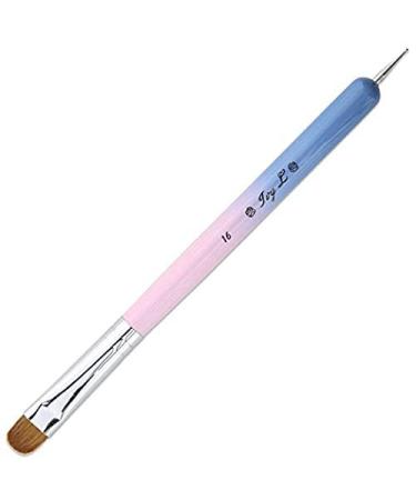 Ivy-L Premium 2 Way French Gel Acrylic Nail Art Kolinsky Brush With Dotting Tool for Professional Manicure Cuticle Clean Up Nail Art Design, Pink Blue Wood Handle (Size 16) Size # 16 PINKY BLUE HANDLE