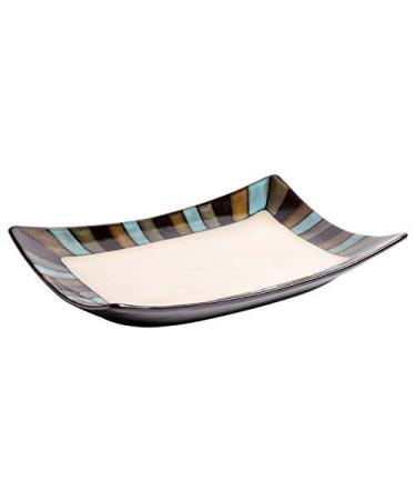 SHAOHUASC Japanese-Style Tableware Ceramic Grid Plate Square Long Plate Home Dish Rectangular Salad kiln Glazed Fish Dish