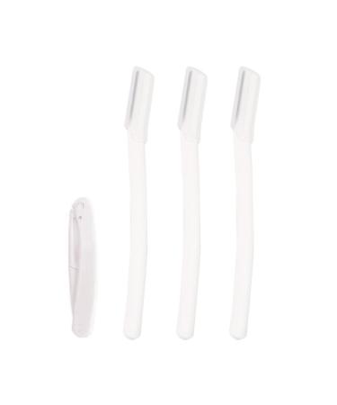 Skin Planing Tool for Women Face Professional for Peach Fuzz Facial and Eyebrow Hair Removal Gentle Skin Exfoliation Blade Straight Handle 3Pcs & fold 1Pcs White