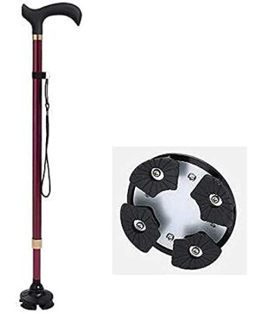 Canes Old Man's Cane Non Slip Aluminum Four Legged Tumbler Cane Telescopic Cane Black and Wine Red Two Colors to Choose from (WineRed) Star of Light