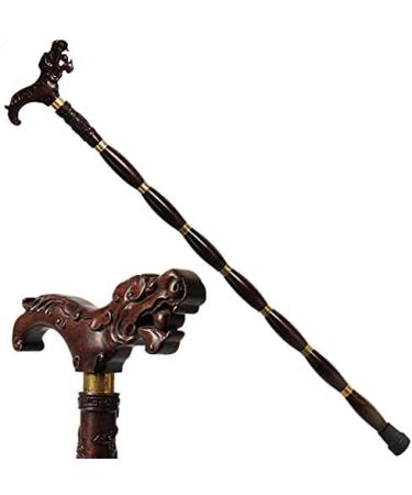 Wooden Sticks Solid Wood Old Wooden Mahogany Carved Rosewood Crutches Leading Black Old Wood Wooden Cane Hand-Carved Ideal for Men or Women with Active Out