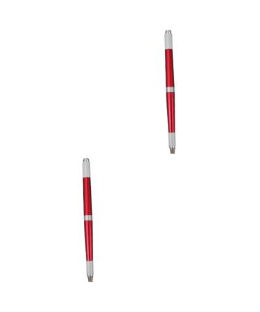 Didiseaon 2pcs Aluminium Makeup Eyebrow Make Microblading Pencil Manual Supply Embroidered Professional Pen 14.2x0.9cmx2pcs Redx2pcs