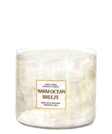 Bath & Body Works White Barn 3-Wick Candle w/Essential Oils - 14.5 oz - 2022 Spring Scents (Warm Ocean Breeze)