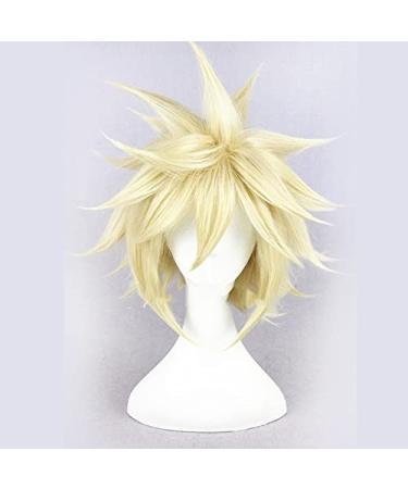 Wig for Vii Cloud Strife Men'S Short Blonde Fluffy Layered Straight Synthetic Hair Cosplay Wigs Ff7+ Free Wig Cap