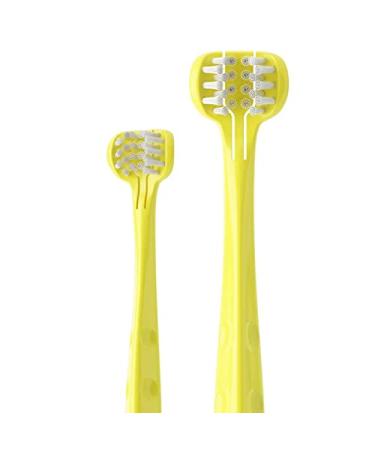 Children 3 Sided Toddler Toothbrush - Babyease Kids Toothbrush Soft Wrap-Around Baby Toothbrush 12 Months and Up Training Toothbrush Saving Time for Baby Tooth Brush - Yellow