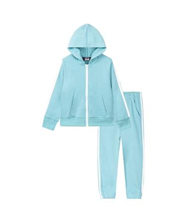 LittleSpring Little Boys Tracksuit Zip Up Athletic Hoodie and Jogger Pants 2-Piece Set Hooded Sky Blue 3T