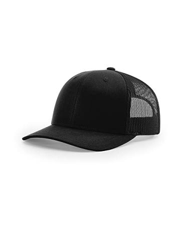 Richardson 112 Trucker Hat Structured Classic Adjustable Snapback Mesh Cap Black