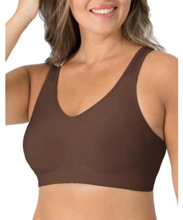 Shapermint Compression Wirefree High Support Bra for Women Small to Plus Size Everyday Wear, Exercise and Offers Back Support Large Chocolate