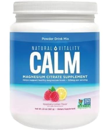 Natural-Vitality Calm Magnesium Citrate Powder Raspberry Lemon Flavor 20 Ouce - Vegan Gluten-Free and Non-GMO