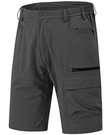 Rdruko Men's Cargo Shorts Quick Dry Lightweight Work Golf Casual Outdoor Shorts 5 Pockets Dark Grey 36