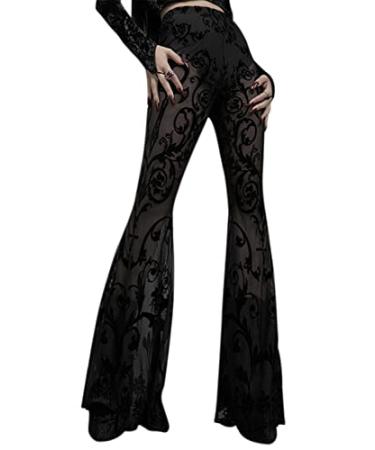 Novia's Choice Women's Snakeskin Print High Waisted Wide Leg Bell Bottom Pants Trousers Large Flower