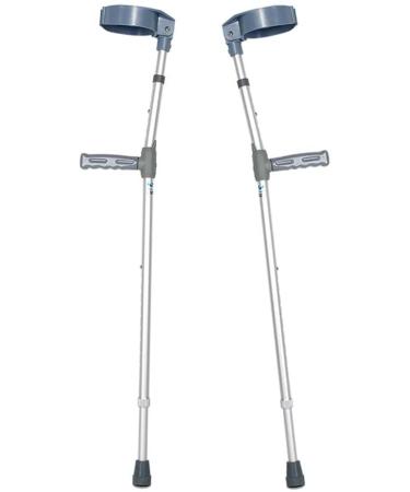 Forearm Crutches Adjustable Healthcare Aluminum Alloy Non- Slip Double Adjustable Crutches with Comfy Handle- 1 Pair Lightweight Arm Crutch Journey
