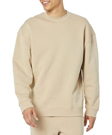 Amazon Essentials Men's Oversized-Fit Crewneck Sweatshirt Medium Tan