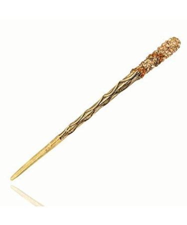 Traditional Chinese Vivid Crystal Rhinestone Bead Antique Brass Metal Decorative Hair Pin Stick With Dangle Tassel - Multiple Colors can be avilable (#brown)