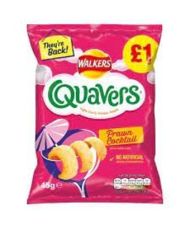 Walkers Quavers Light Curly Potato Snacks (Prawn Cocktail 15 x 54g)