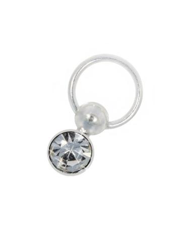 ND24 NailDesign nail piercing creole silver with clear stone - 925 Sterling Silver - nail art finger foot silver stone - clear