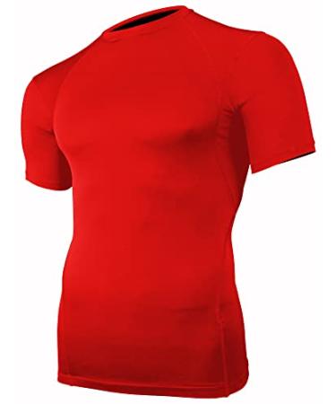 Epic Adult Short Sleeve Compression Crew Shirts Large Scarlet