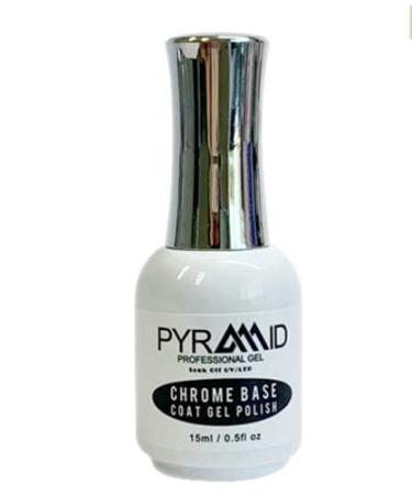 Pyramid Professional Gel Soak Off UV/LED Gel Top Base Coat Nail Polish Manicure Lacquer Matte Velvet Chrome Rubber Base (Chrome Base 0.5oz)