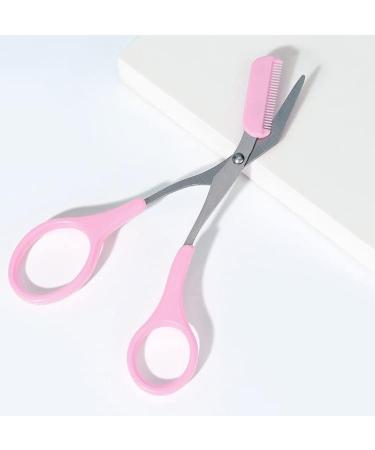 Pink Stainless Steel Eyebrow Grooming Shear Scissors with Plastic Comb - AKOAK 1 Count - Buy Online on GoSupps.com