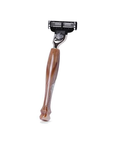 Hans Baier wet razor Gillette Mach3 - handle imitation horn