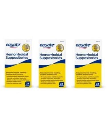 Equate Hemorrhoidal Suppositories 24 Ct by Equate (Pack of 3)