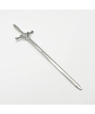 qbodp 2 Pieces Metal Sword Hair Sticks for Thick Hair Women Hair Chopsticks for Buns Elegant Chopsticks Hair Accessories Vintage Style Handmade Hair Pins Stick Silver