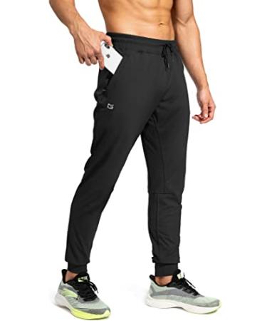 G Gradual Men's Sweatpants with Zipper Pockets Athletic Pants Traning Track Pants Joggers for Men Soccer, Running, Workout Black Large